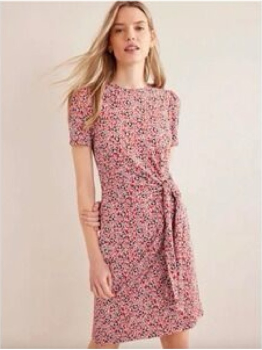 NWT Boden Floral Ruched Side Dress Size 10R
